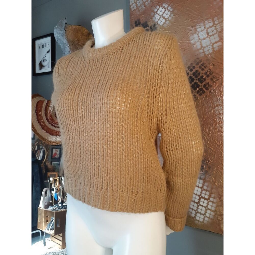 Zara Nwot Cozy Wool Blend Camel Openwork Knit Women's Sweater